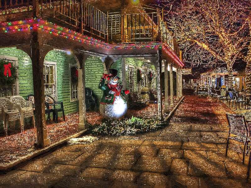 Snowman on Porch — Green