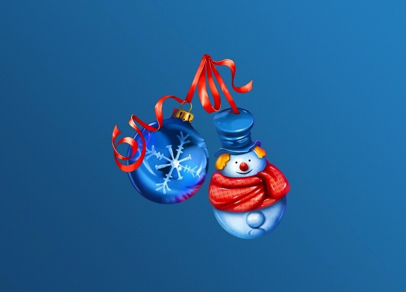 Snowman Ornament — Blue, Festive