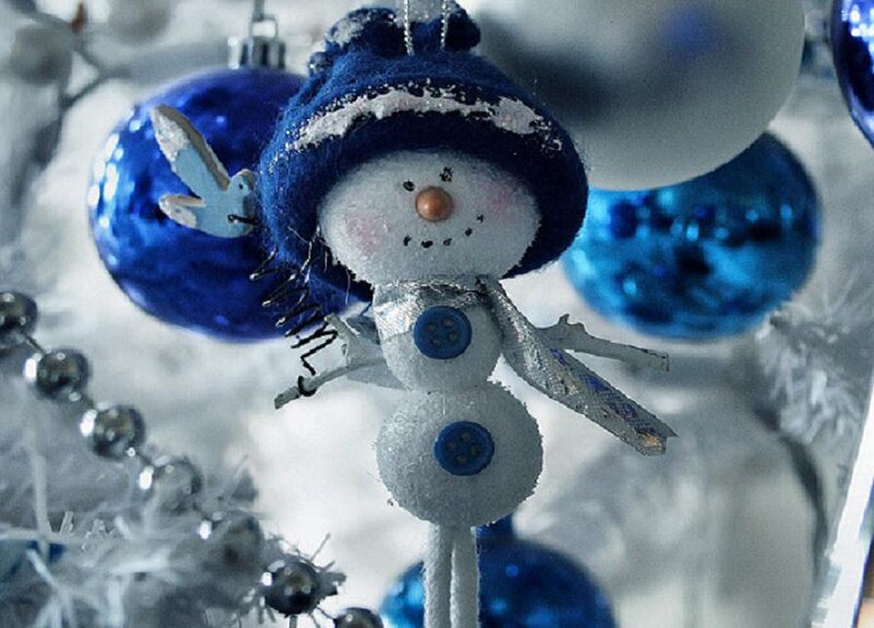 Snowman Ornament — Blue