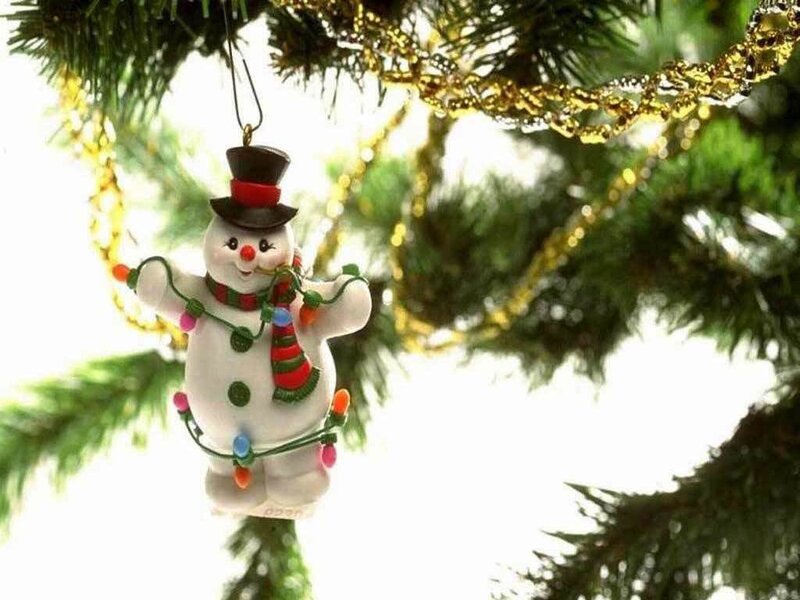 Snowman Ornament — Green, Festive