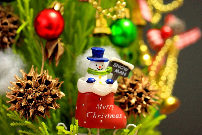 Snowman Ornament — Green, Festive, Winter, Photograph