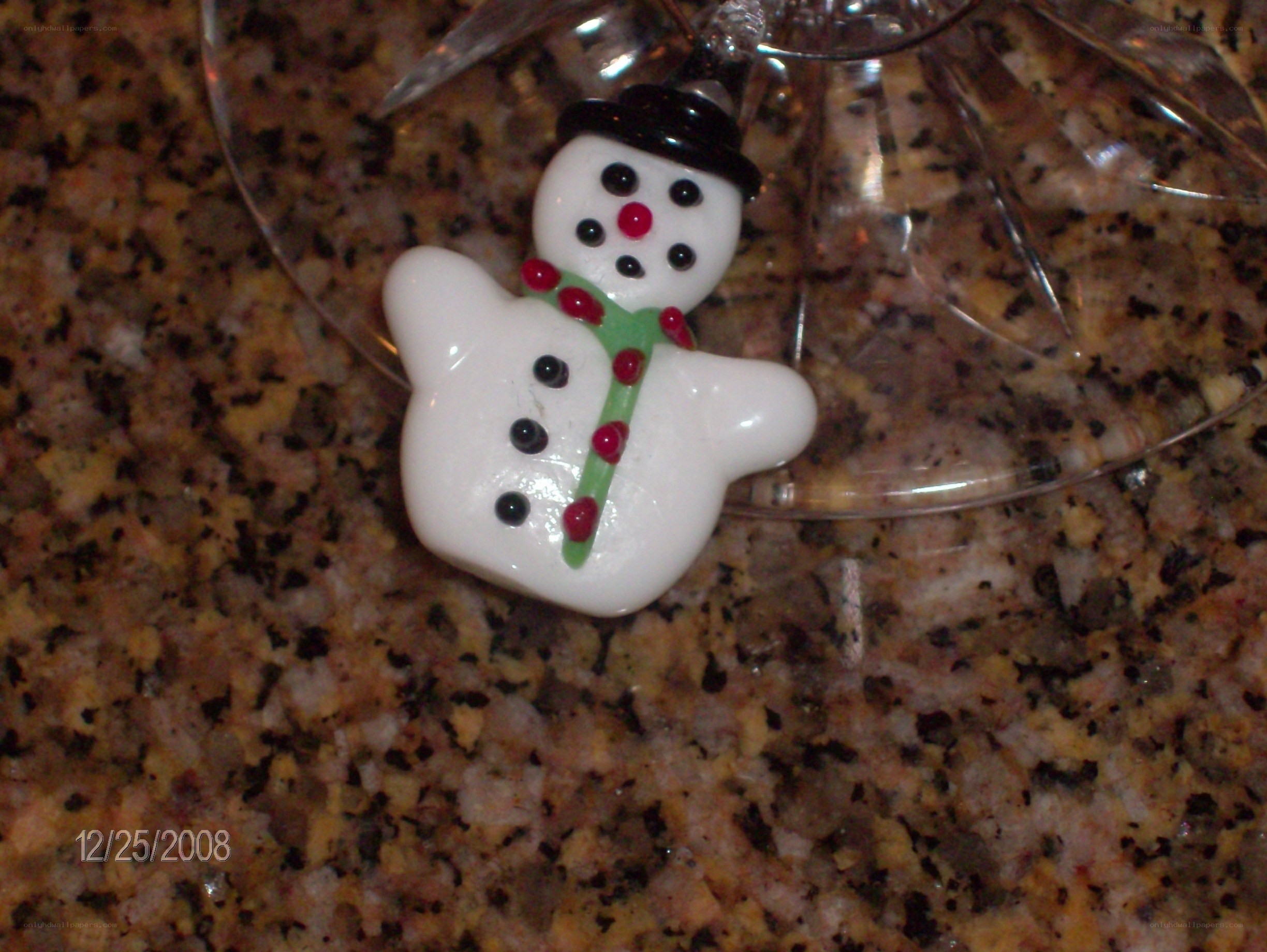 snowman ornament on countertop