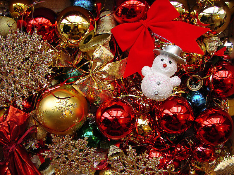 Snowman Ornament — Red, Festive, Winter