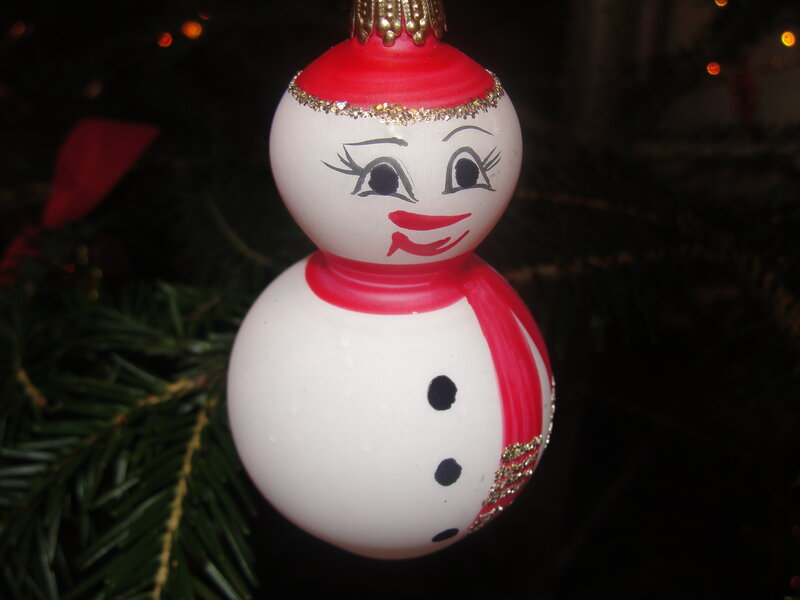 Snowman Ornament — White, Festive