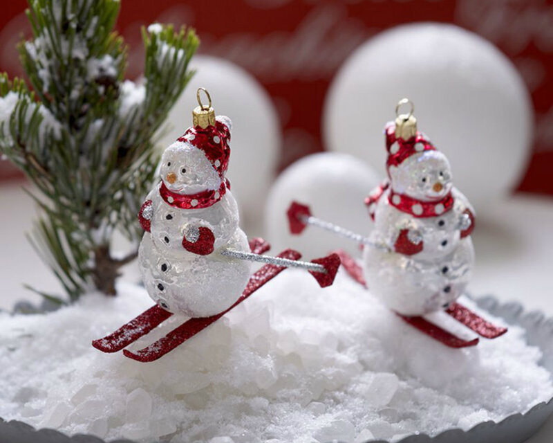 Snowman Ornaments Skiing
