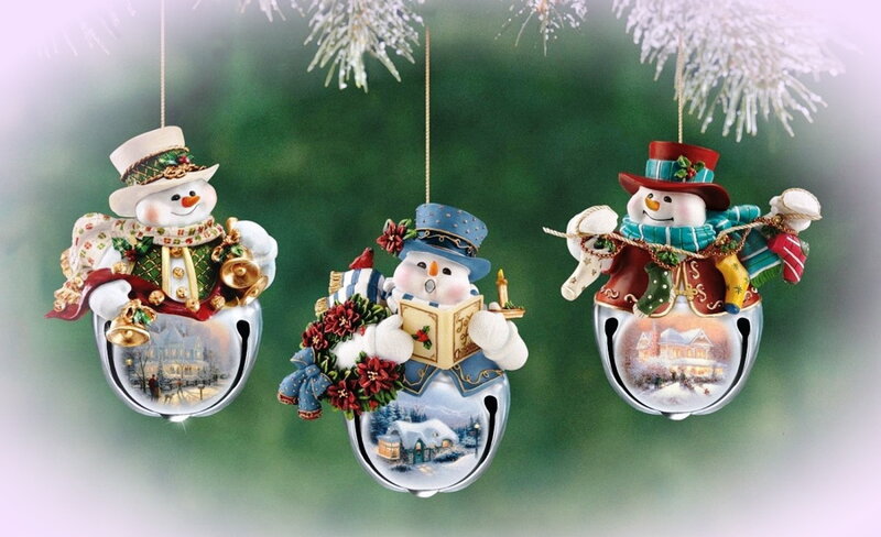 Snowman Ornaments — White, Festive