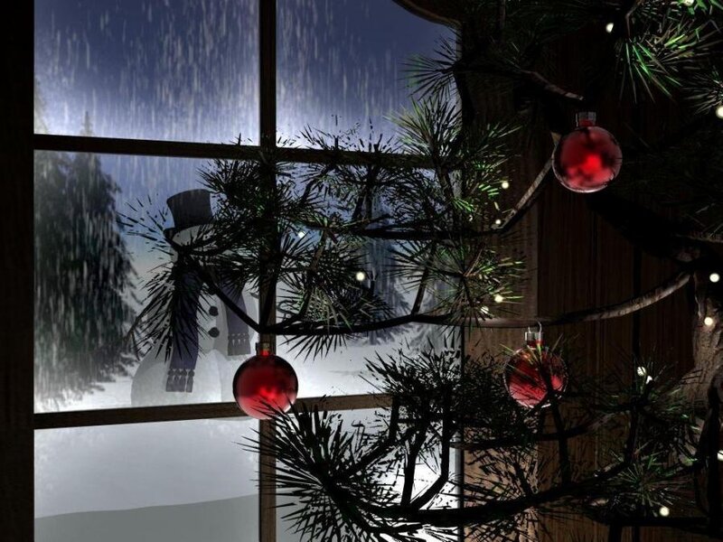 Snowman Outside Window