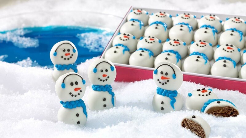 Snowman-shaped Truffles — White