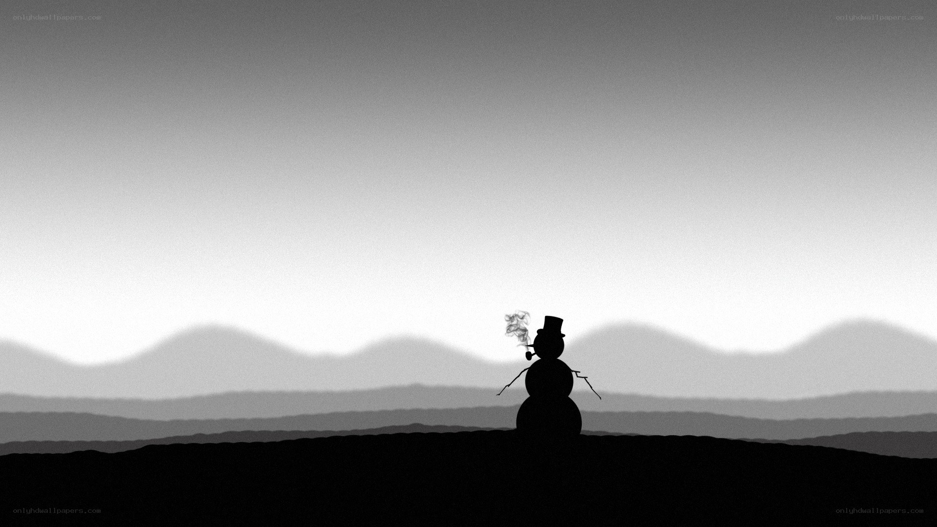 snowman silhouette at dusk