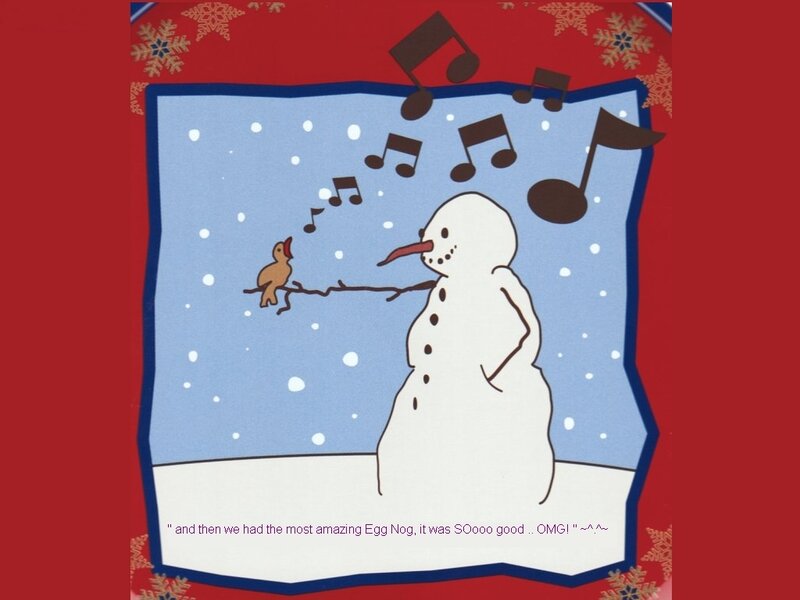 snowman singing with bird