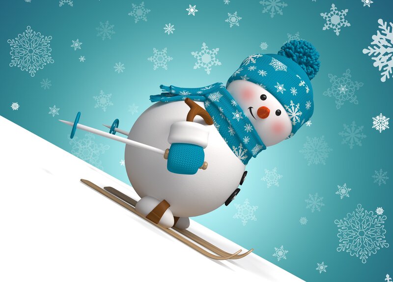 Snowman Skiing — Blue