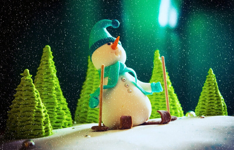 Snowman Skiing — Green