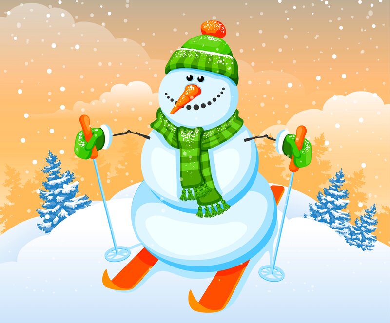 Snowman Skiing — White