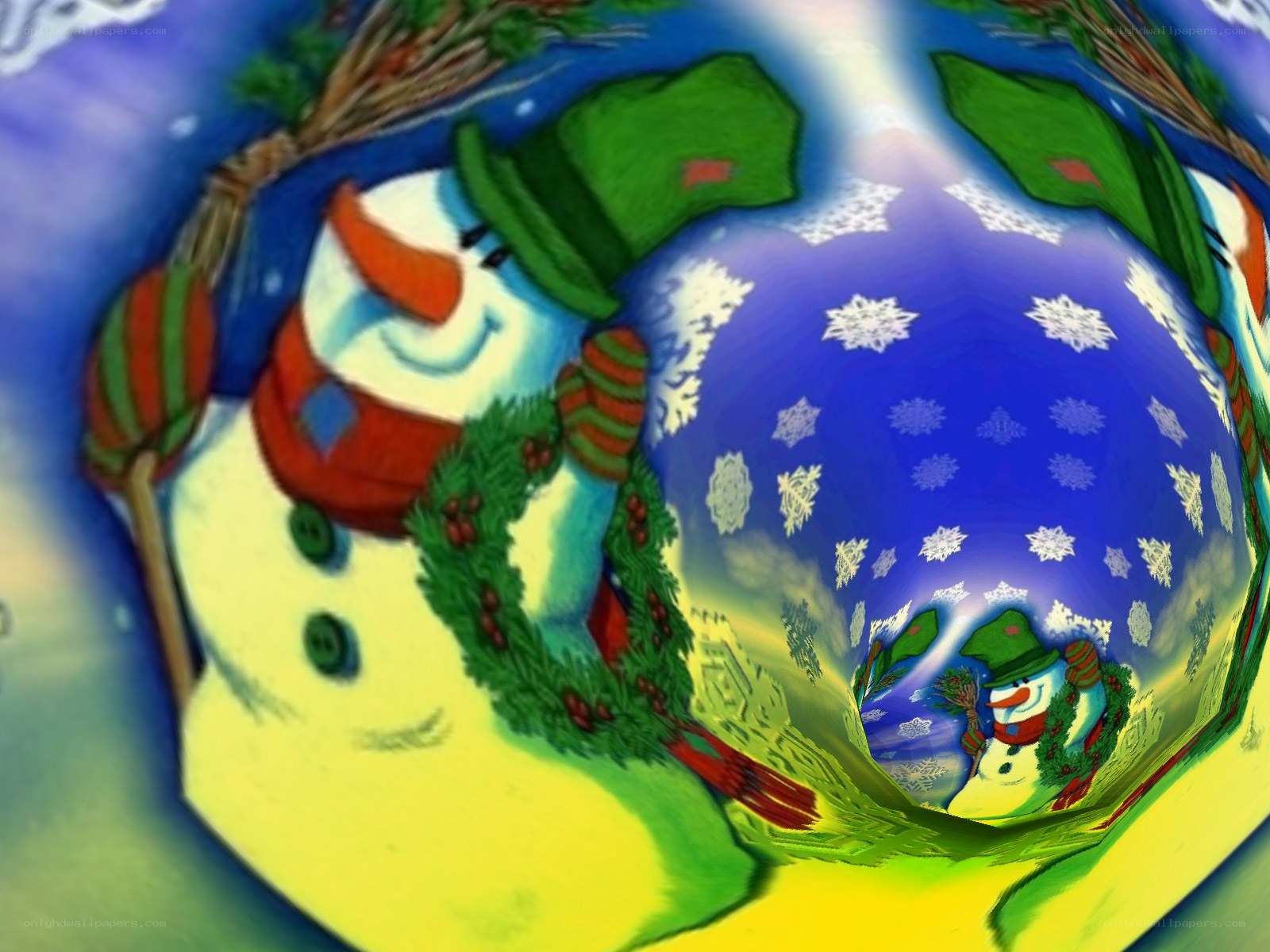 snowman tunnel illusion