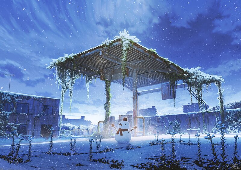 Snowman under Shelter