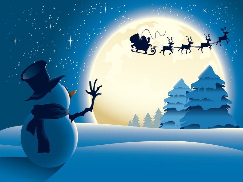 Snowman Watching Santa