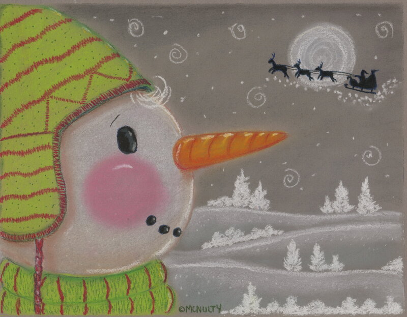 Snowman Watching Sleigh