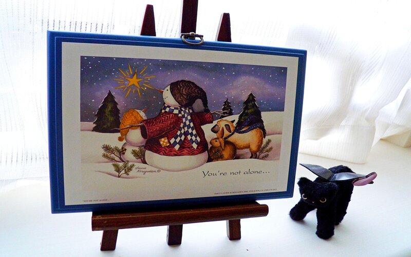 Snowman with Animals — Blue, Peaceful, Winter