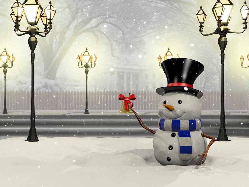 Snowman with Bell — White