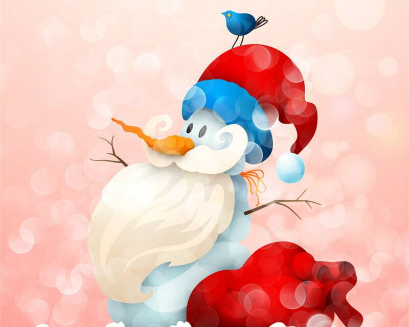 Snowman with Bird — Red