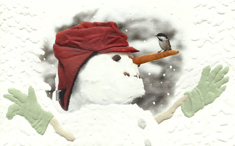 Snowman with Bird — White, Calm, Winter