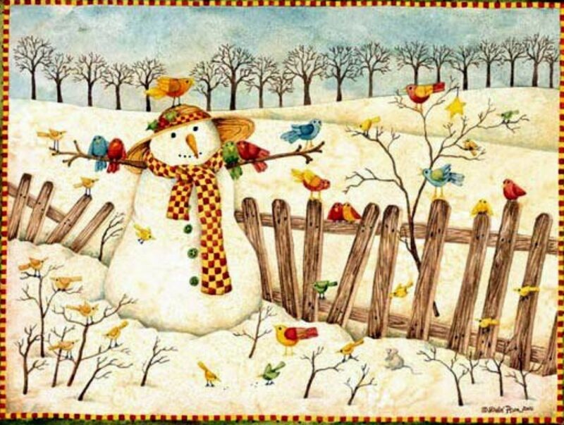 Snowman with Birds