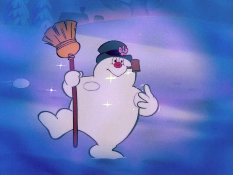 Snowman with Broom — Blue