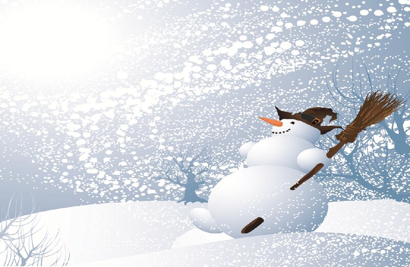 Snowman with Broom — White, Calm