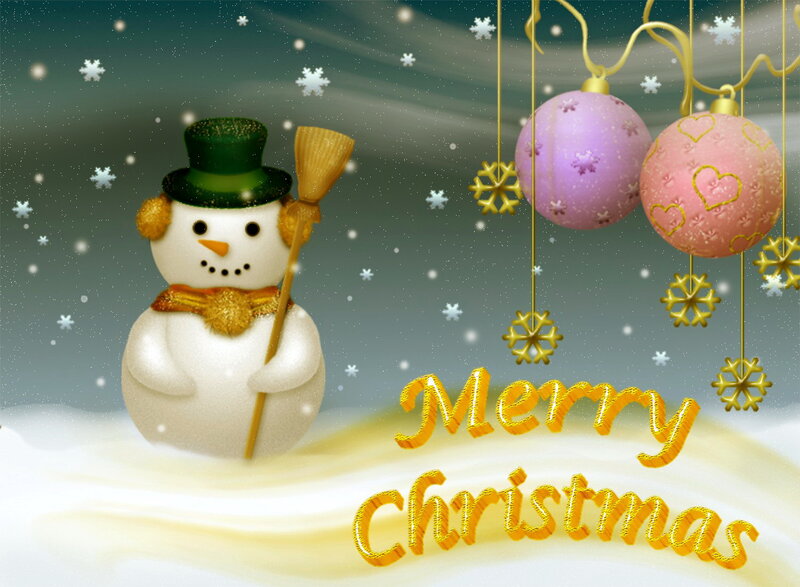 Snowman with Broom — White
