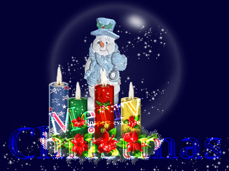 Snowman with Candles — Blue