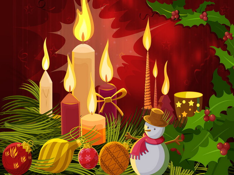 Snowman with Candles — Red