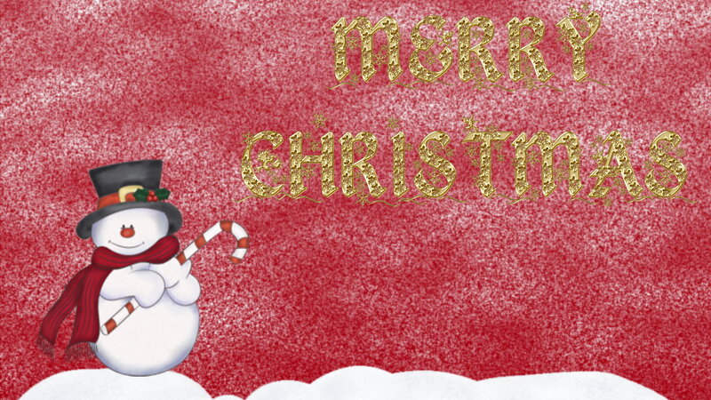 Snowman with Candy Cane — Red