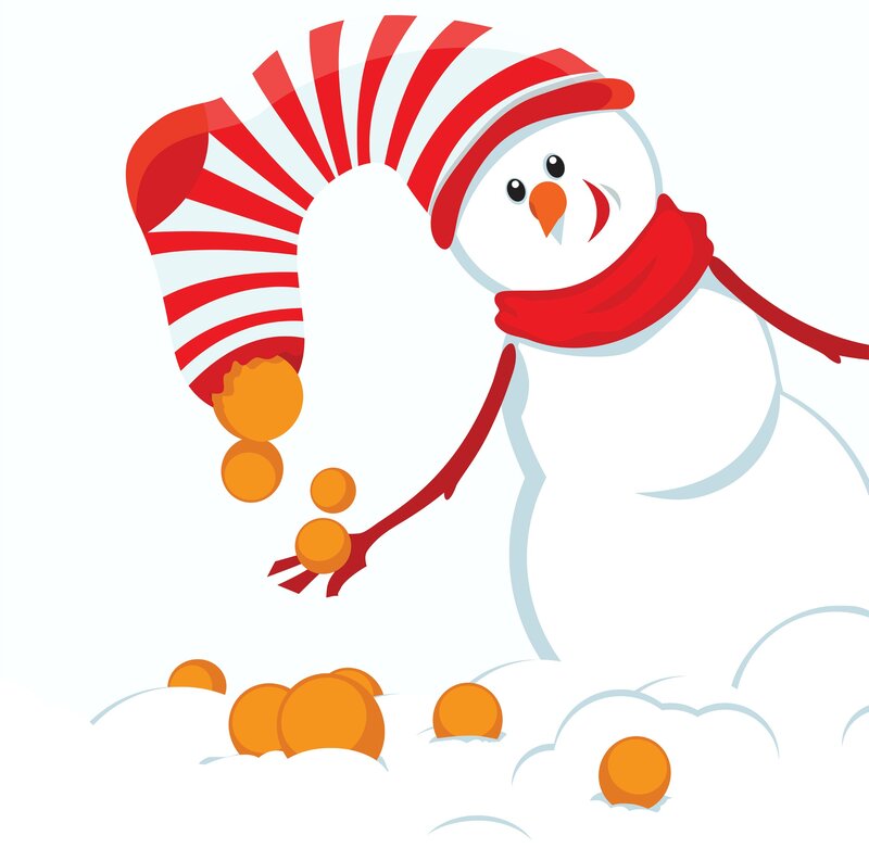 Snowman with Candy Cane — White