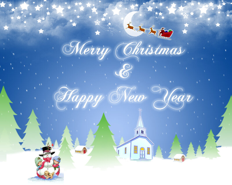 Snowman with Children — Blue, Festive