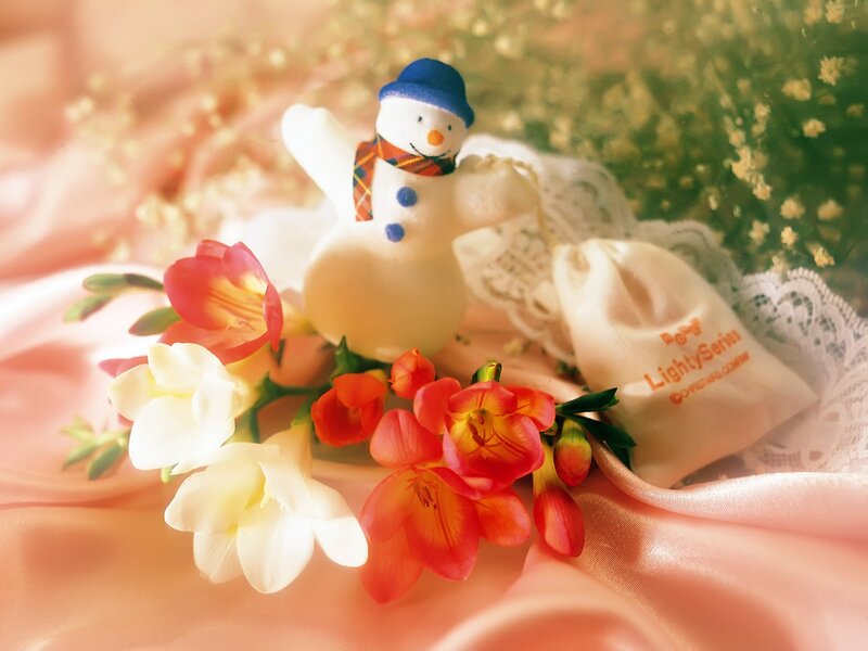 Snowman with flowers