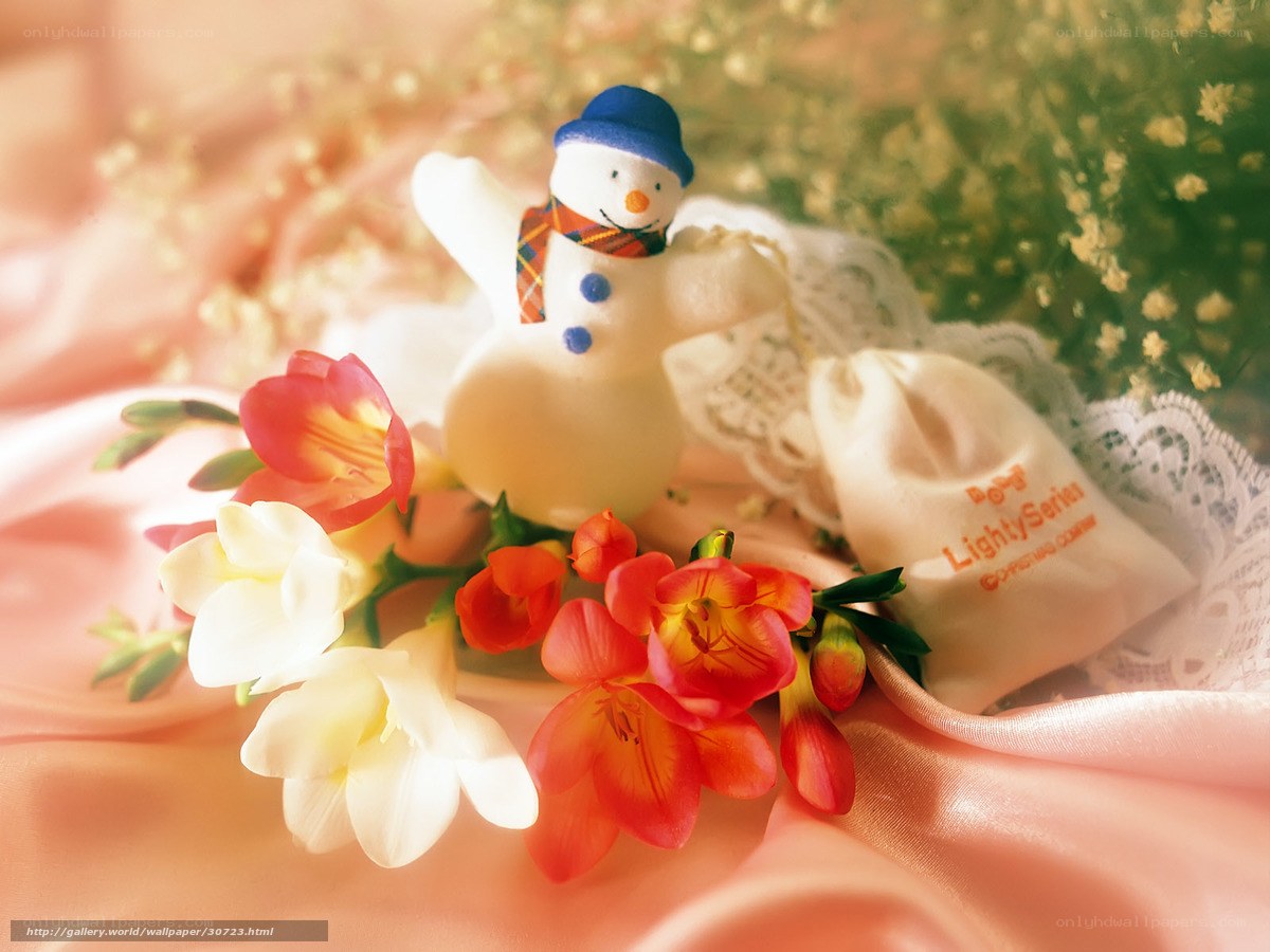 Snowman with flowers