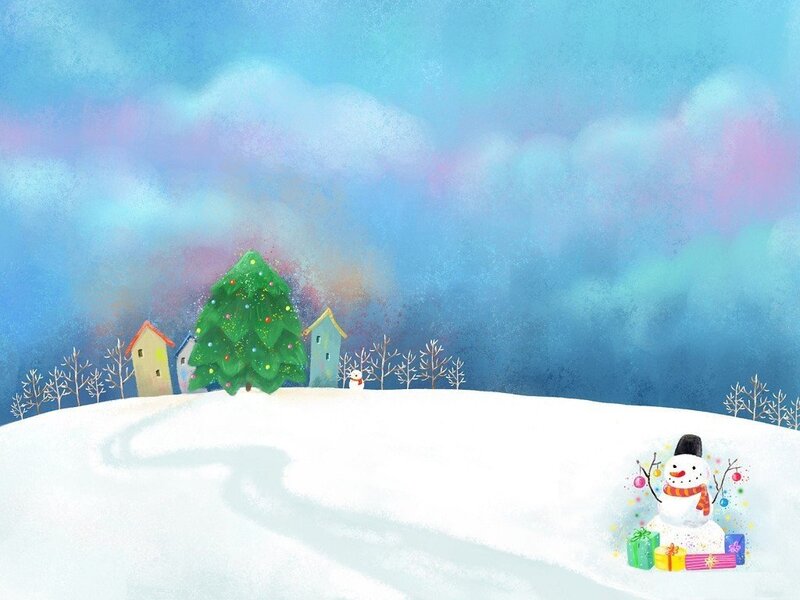Snowman with Gifts — Blue, Peaceful