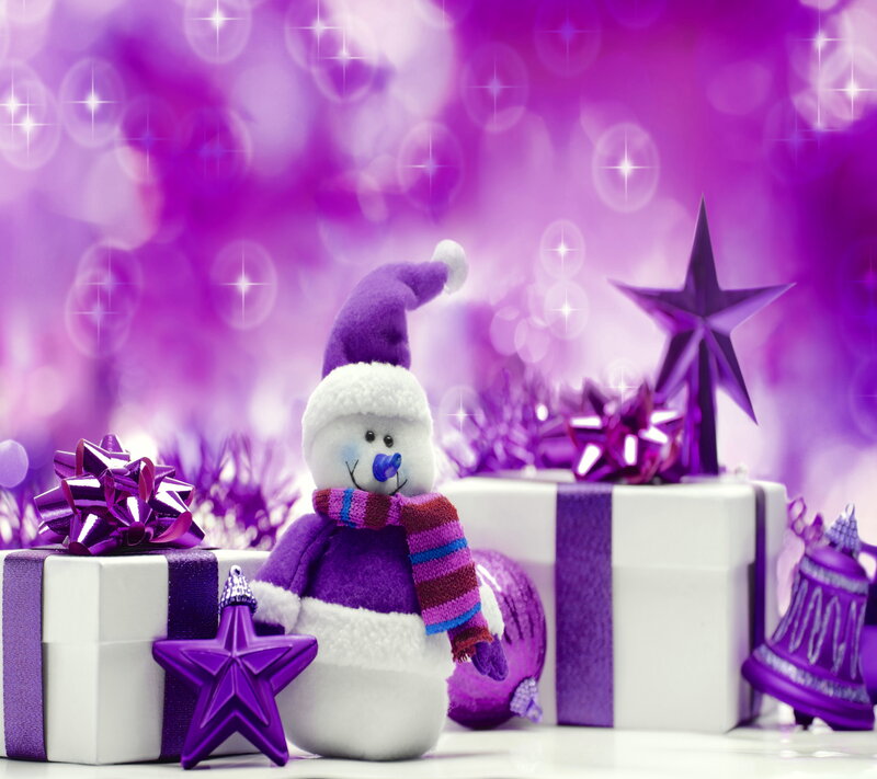Snowman with Gifts — Purple