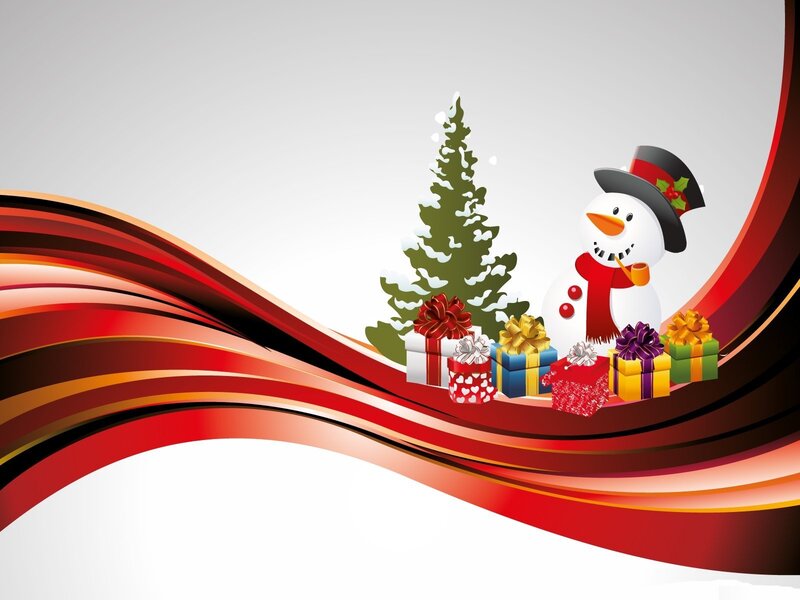 Snowman with Gifts — Red, Festive