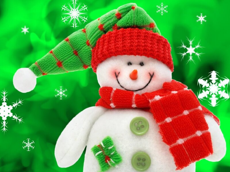 Snowman with Hat and Scarf — Green, Festive