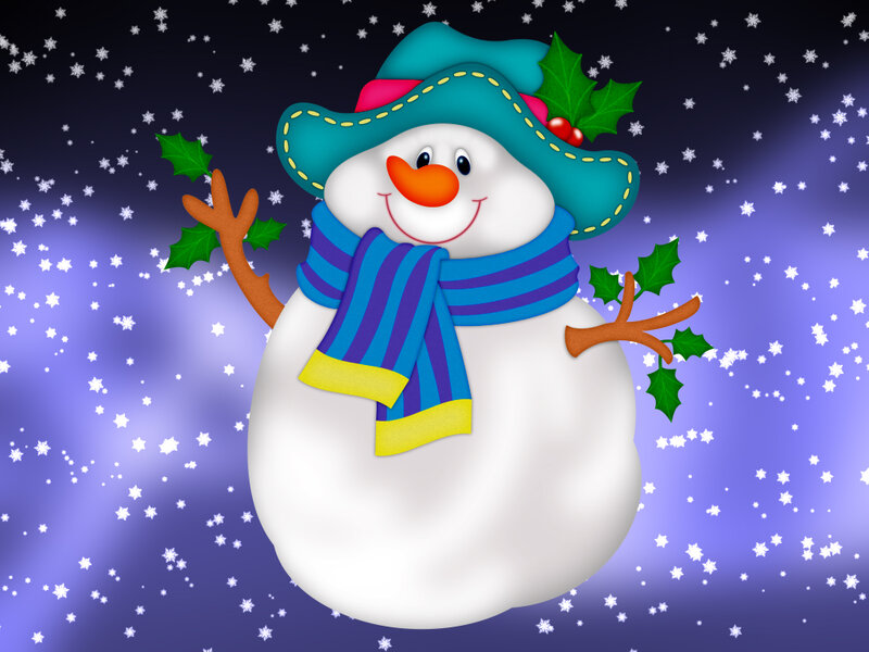 Snowman with Hat and Scarf — White, Festive