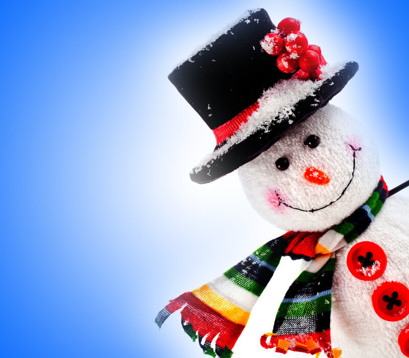 Snowman with Hat and Scarf — White