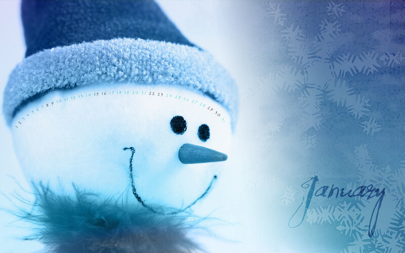 Snowman with Hat — Blue, Calm