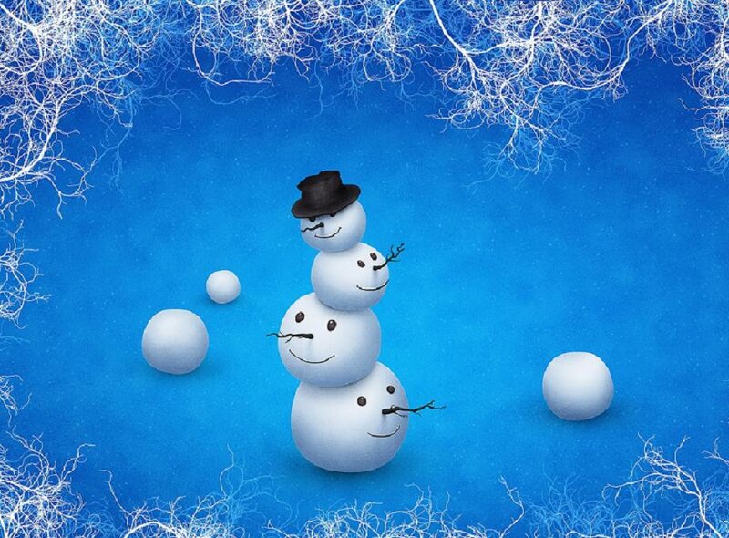 Snowman with Hat — Blue, Festive