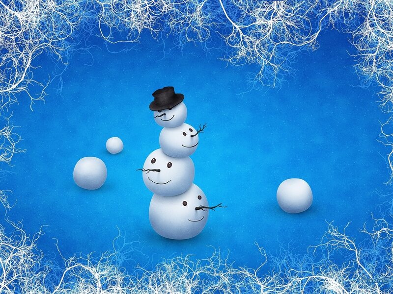 Snowman with Hat — Blue, Playful