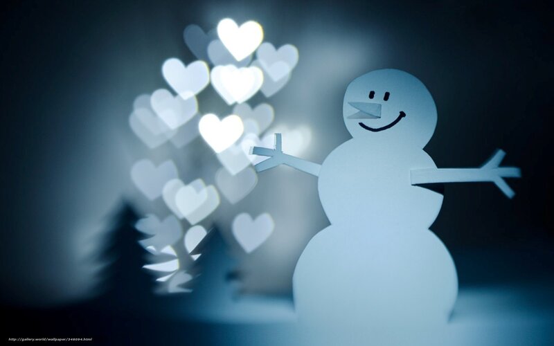 Snowman with heart lights