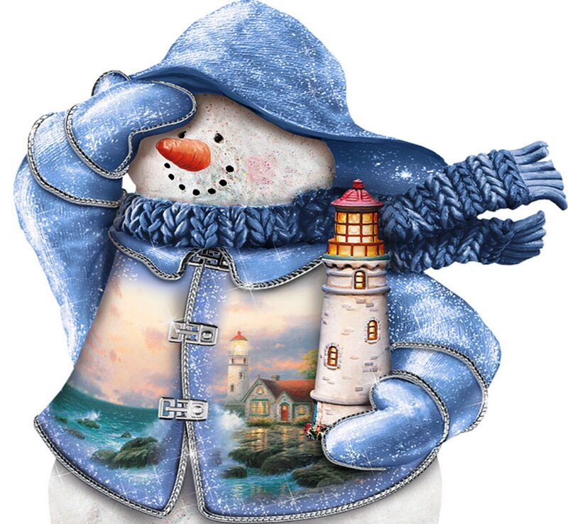 Snowman with Lighthouse — Blue