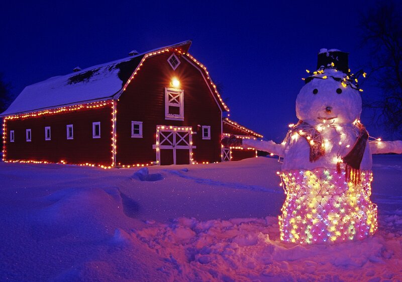 Snowman with Lights — Blue