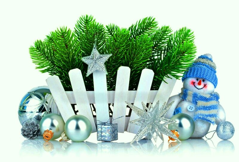 Snowman with Ornaments — Green, Festive