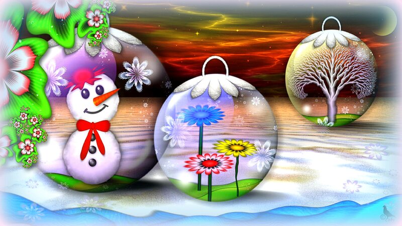 Snowman with Ornaments — Purple